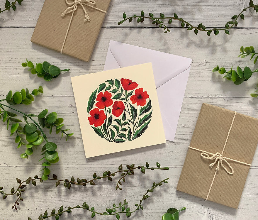 Poppies Greeting card by Becky Amelia.