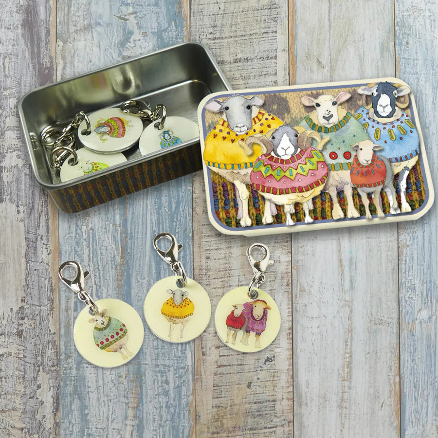 Sheep in Sweaters Set of 6 Stitch Crochet Markers in a Pocket Tin from Emma Ball.