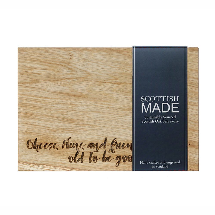Cheese, Wind and Friends Oak Serving Board 12in by Selbrae.