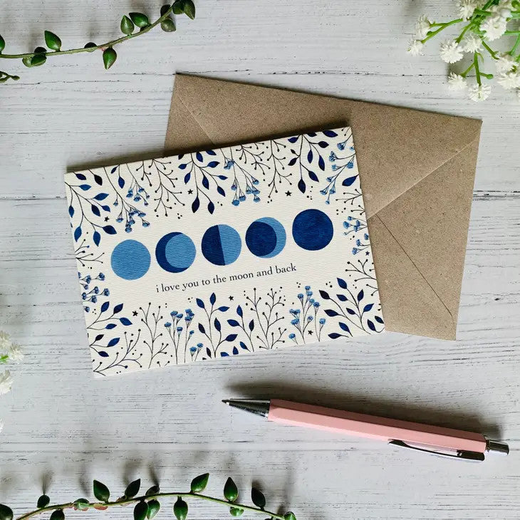 I love you to the moon and back Greeting Card by Becky Amelia