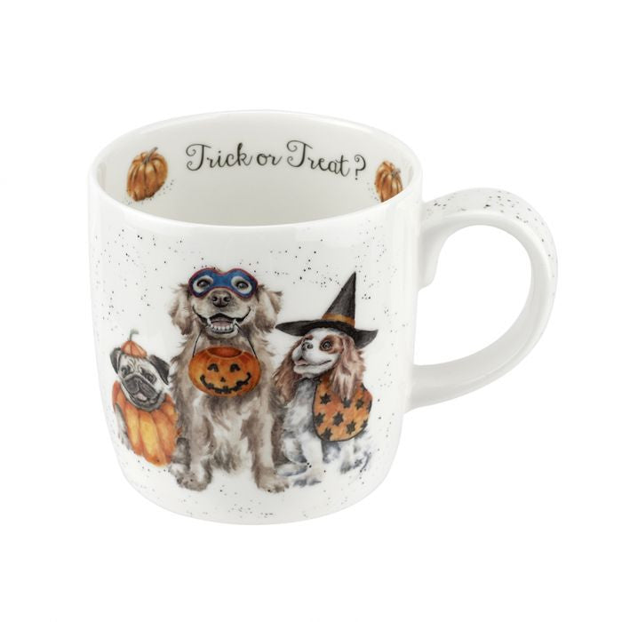 'Trick or Treat' Dog Bone China Mug from Wrendale Designs by Royal Worcester.