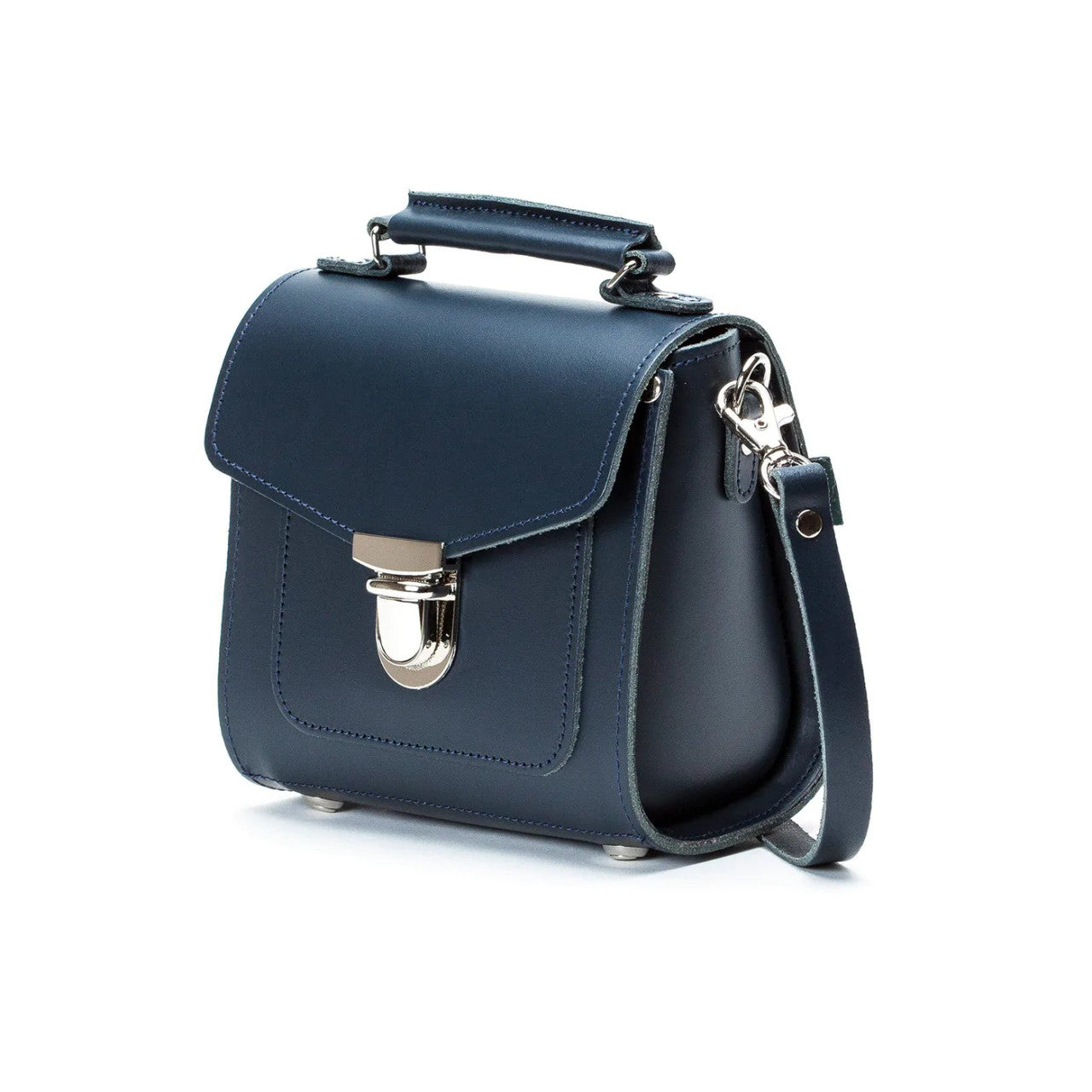 Handmade Leather Sugarcube Navy Small Handbag by Zatchels.