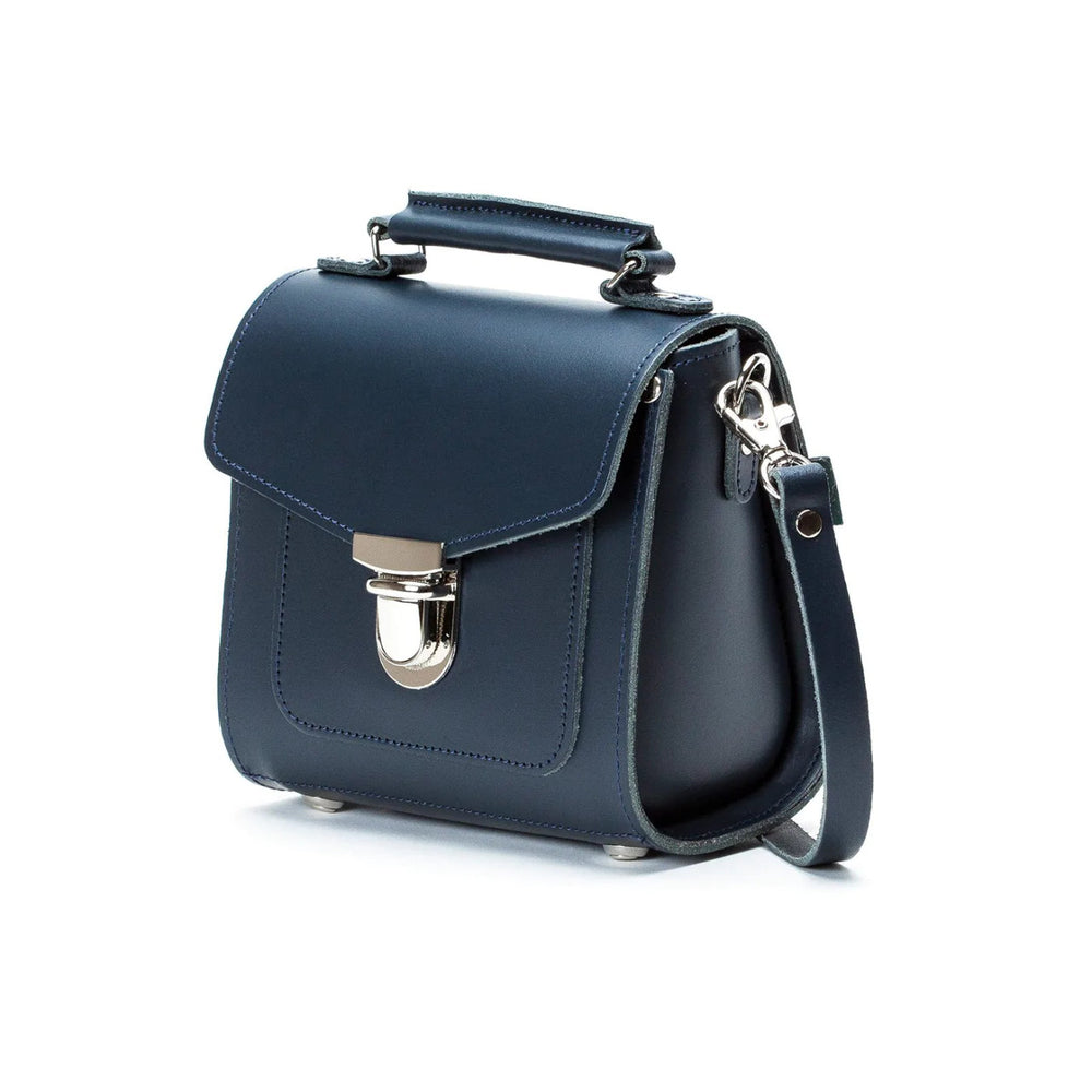 Handmade Leather Sugarcube Navy Small Handbag by Zatchels.