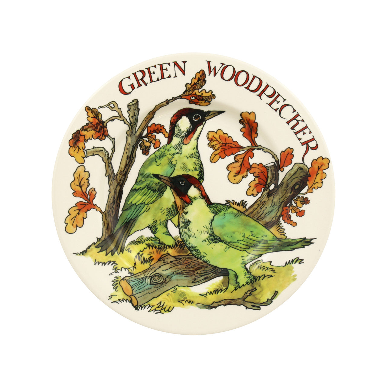 Hand-made Emma Bridgewater Green Woodpecker 8 1/2 inch plate