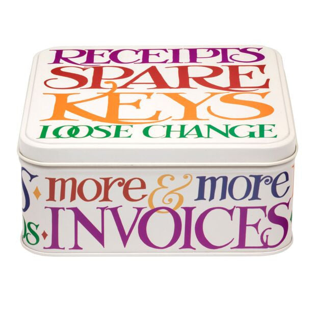 Emma Bridgewater Rainbow Toast Receipts Square Tin