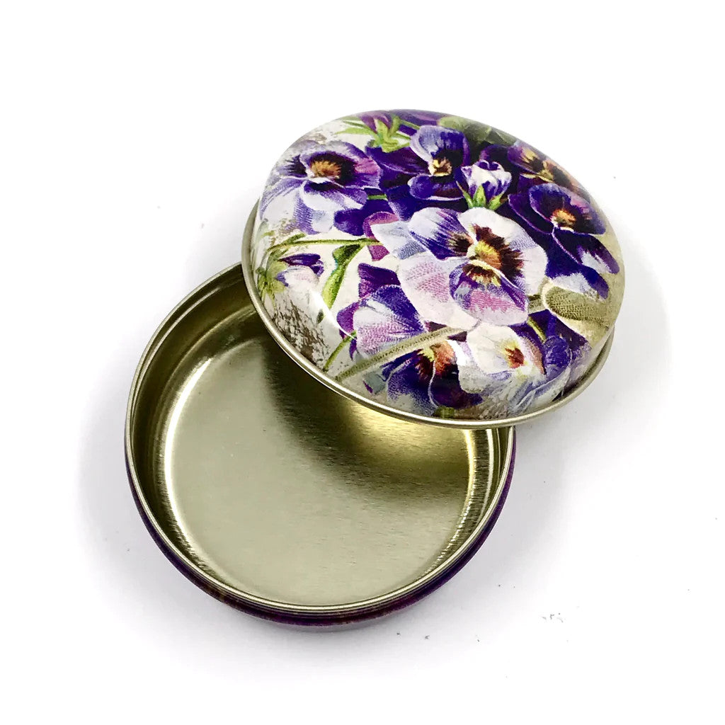 Nostalgia Mini Round Tins - Pansies