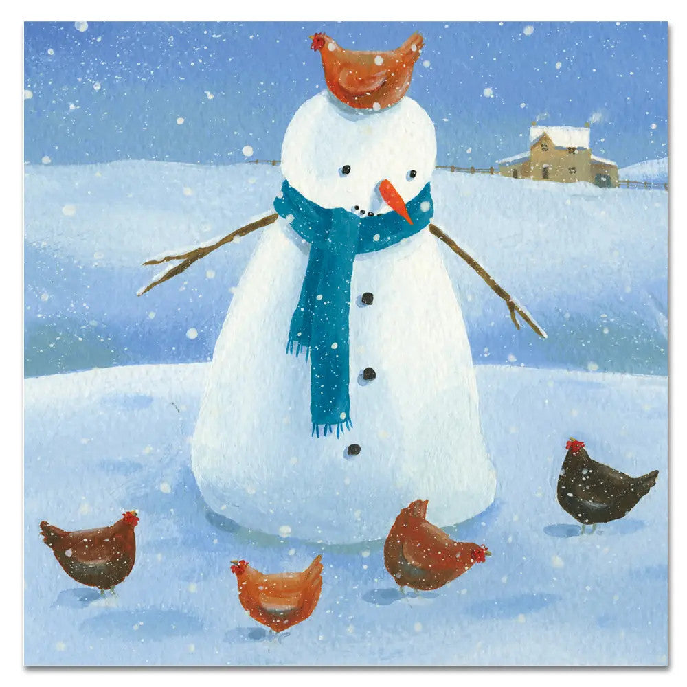 Snowman Feeding Chickens Pack of 6 Christmas Cards