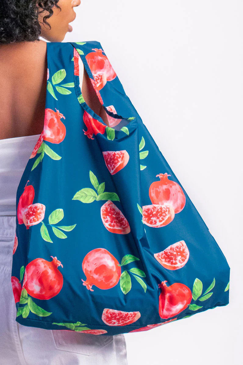 Pomegranate Medium Reusable Bag made form 100% recycled plastic bottles from Kind Bag London.