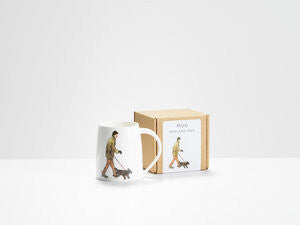 Man and Dog Mug Bone China Mug by Helen Beard.