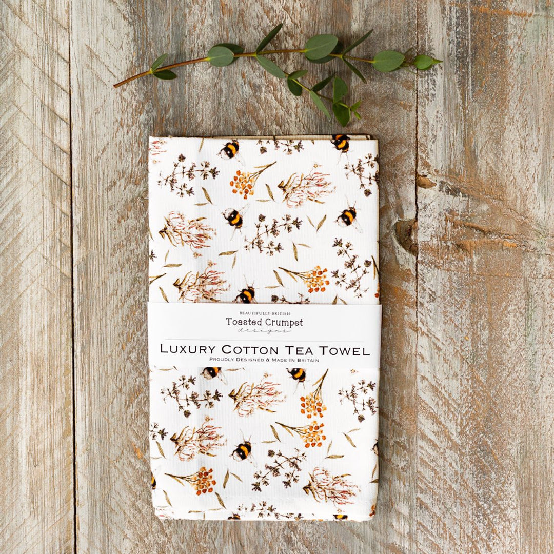 Bees & Honeysuckle Tea Towel by Toasted Crumpet.