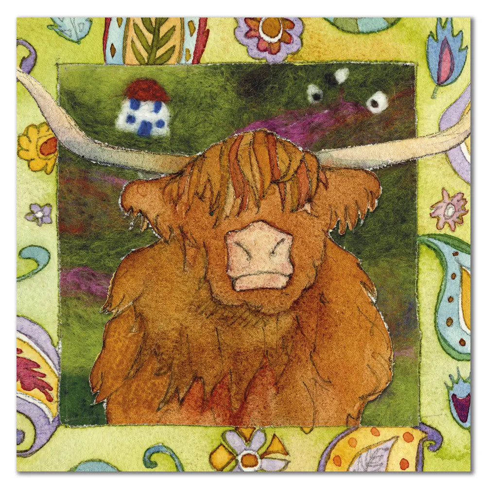 Highland Cow Greetings Card by Emma Ball