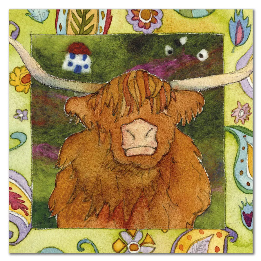 Highland Cow Greetings Card by Emma Ball