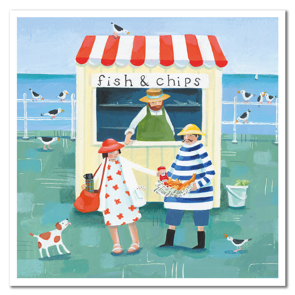Fish and Chips Greetings Card by Emma Ball