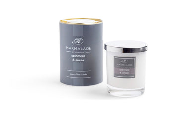 Cashmere & Cocoa Glass Candle from Marmalade of London. Image