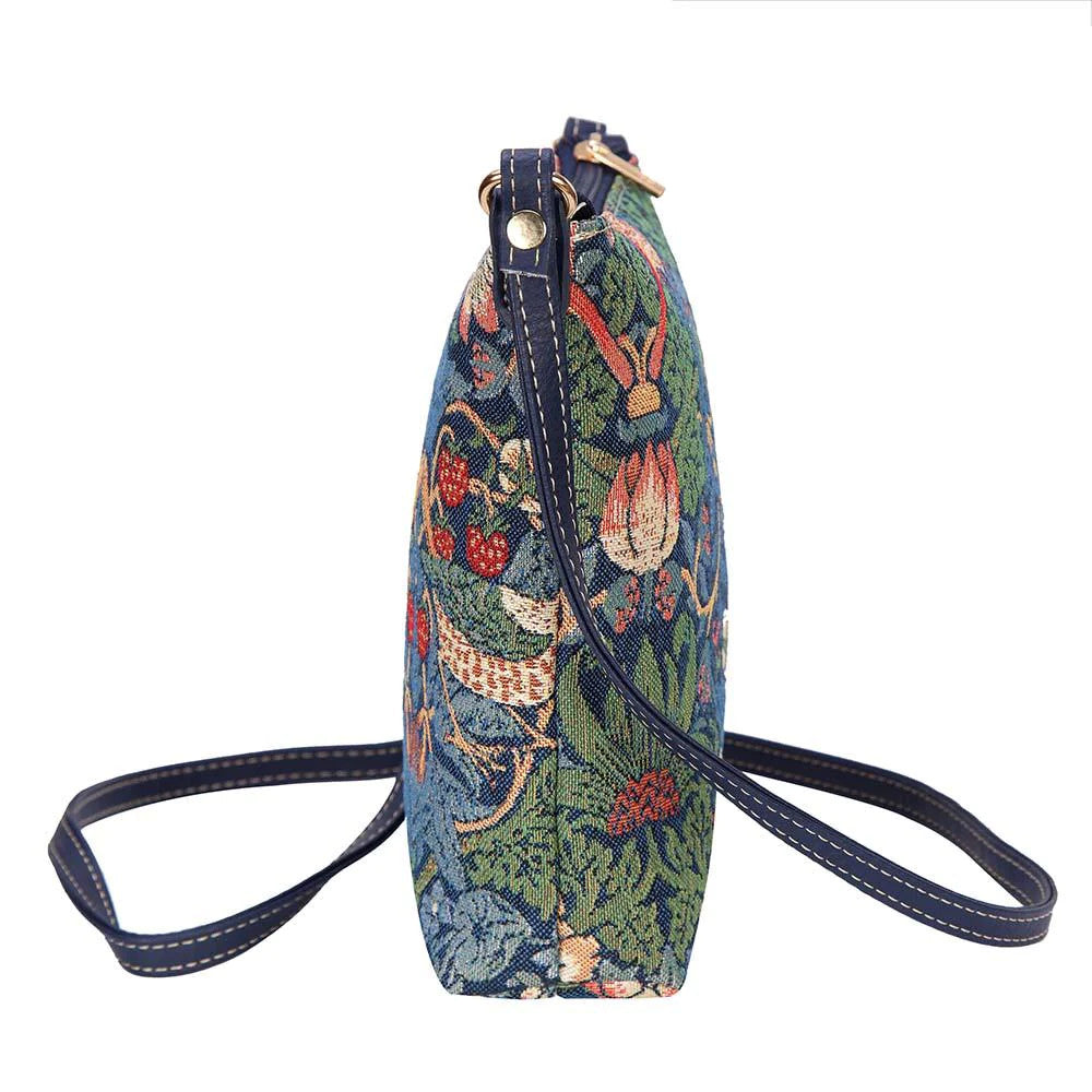William Morris Strawberry Thief Blue Sling Bag.