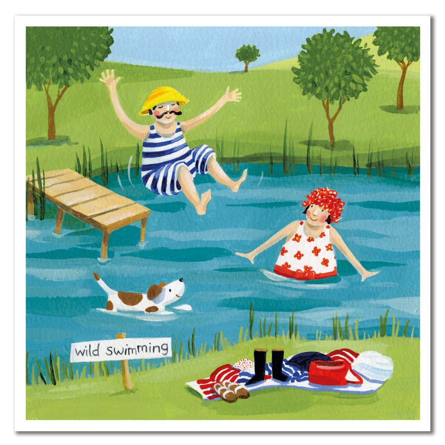 Wild Swimming Greetings Card by Emma Ball