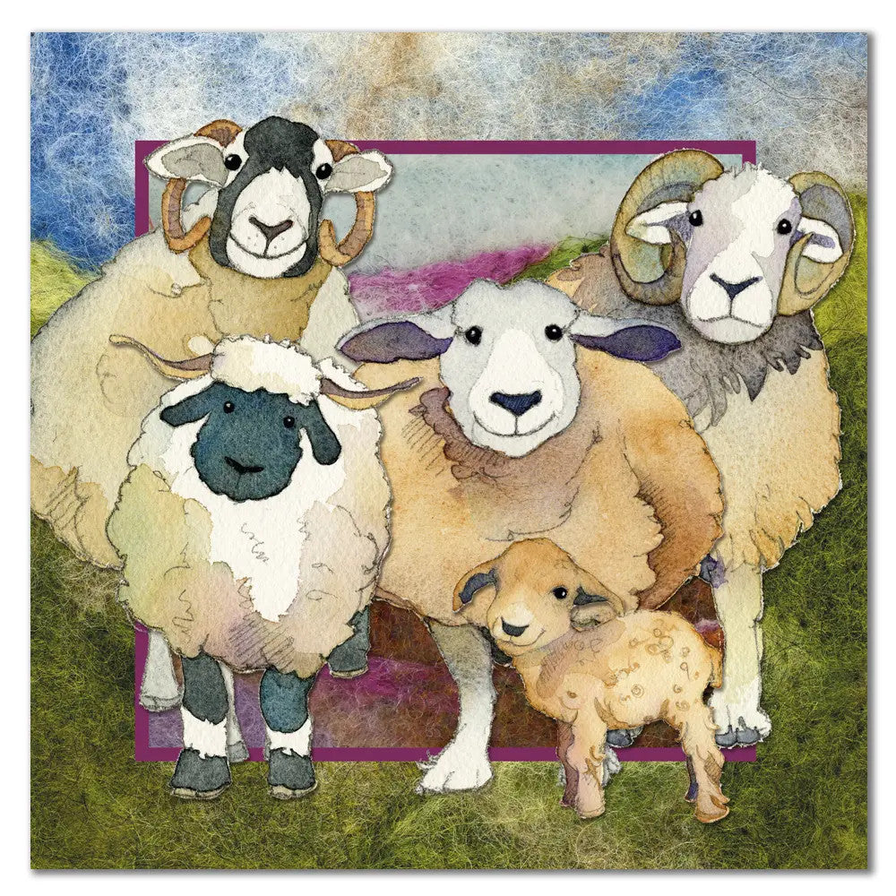 Felted Sheep Family Greetings Card
