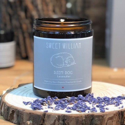 100% organic vegan Sleepy Dog candle from Sweet William Designs.