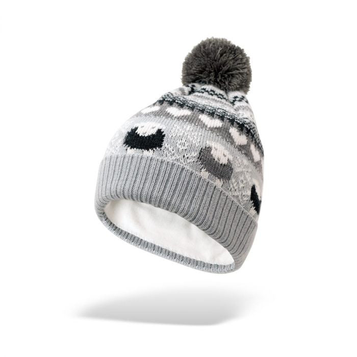 Herdy Grey Fair Isle Bobble Hat