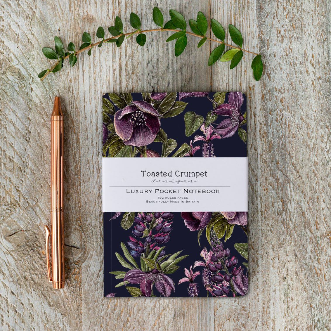 Mulberry Noir A6 Lined Pocket Notebook by Toasted Crumpet.