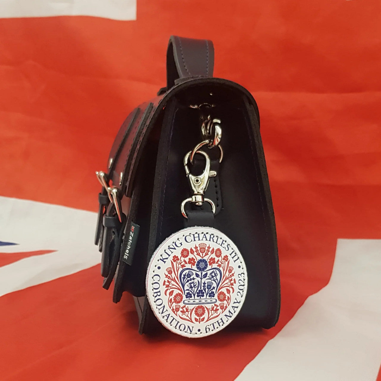 Leather Coronation Emblem Bag Charm by Zatchels.