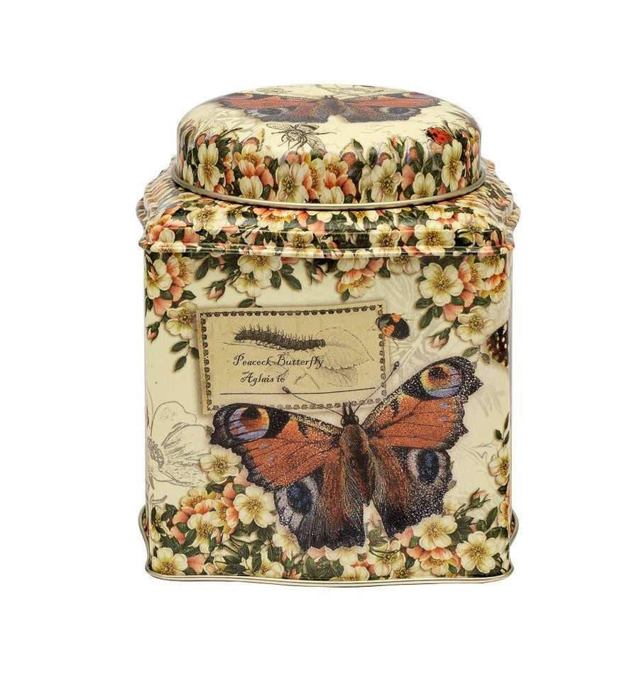 Nostalgia - Vintage Butterflies Wavy Dome Lid Tea Caddy