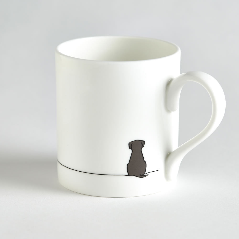 Sitting Dog Bone China Mug by Jin Designs.