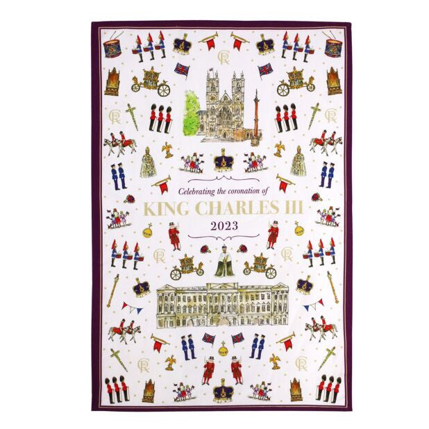 Milly Green Coronation Cotton Tea Towel. Made in England.