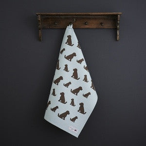 Organic cotton tea towel covered in Cockapoos from Sweet William Designs.