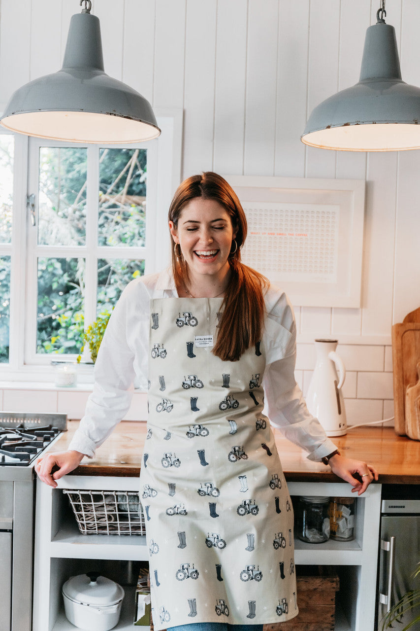 100% Cotton Country Farm Apron By Designer Laura Fisher