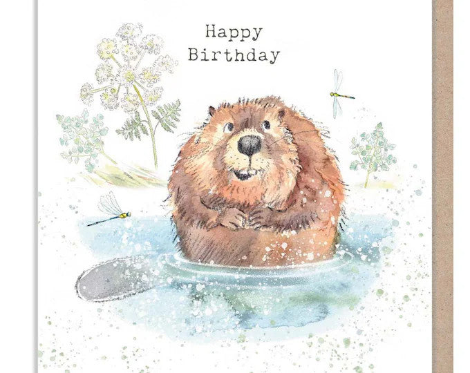 Beaver - "Happy Birthday" Greetings Card