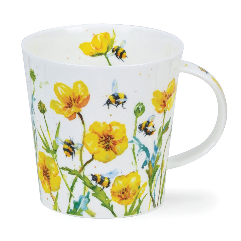 Fine bone China Busy Bees Buttercup mug in Dunoon's Cairngorm shape.