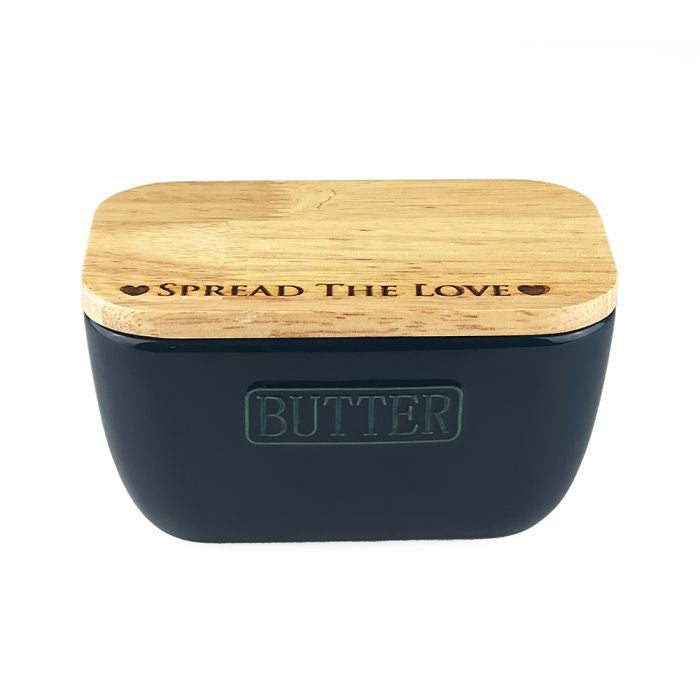 Spread the Love Ceramic Blue Butter Dish