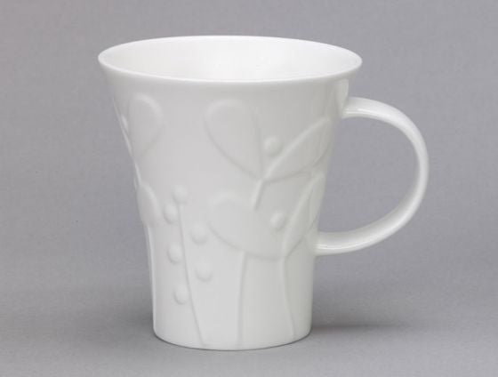 Repeat Repeat's White Bone China Flute Seedling Mug. Made in England.