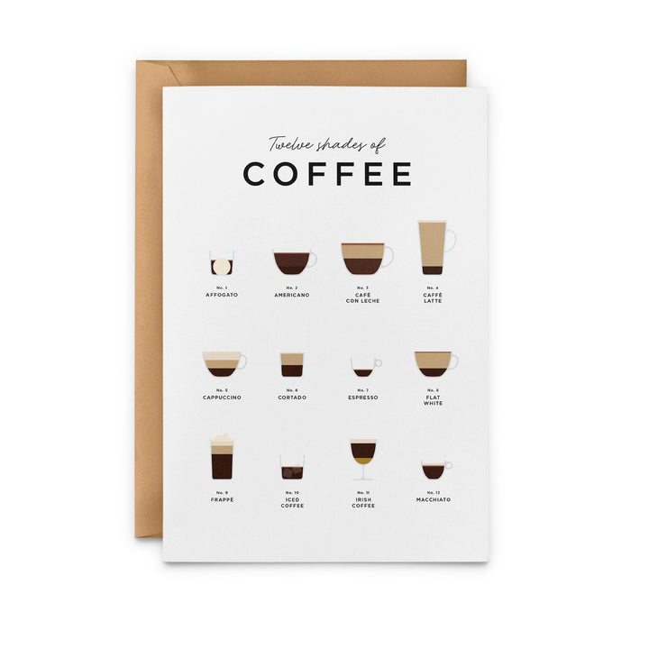 Twelve Shades of Coffee Card from Everlong Print Co. Made in England