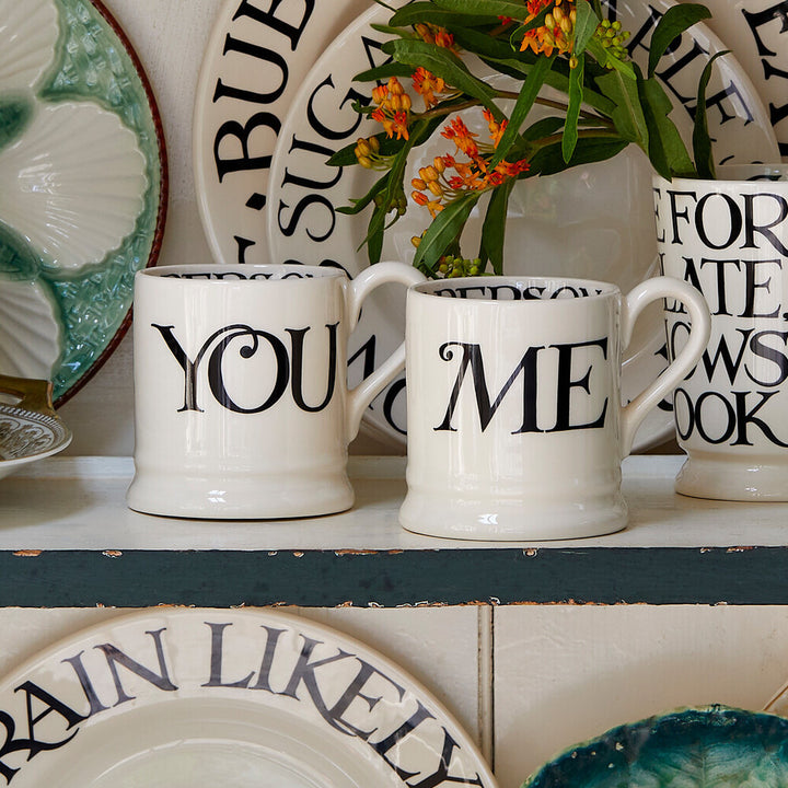 Black Toast You & Me Set of 2 1/2 pint mugs by Emma Bridgewater