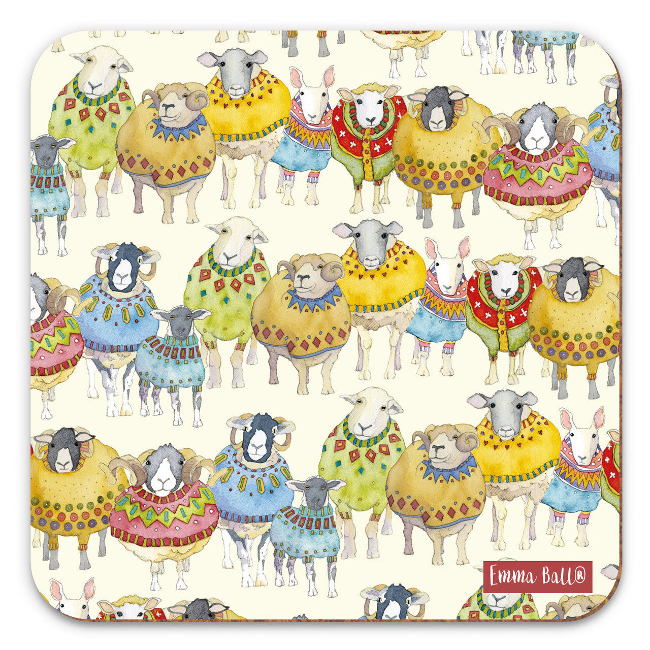 Sheep in Sweaters Coaster by Emma Ball.