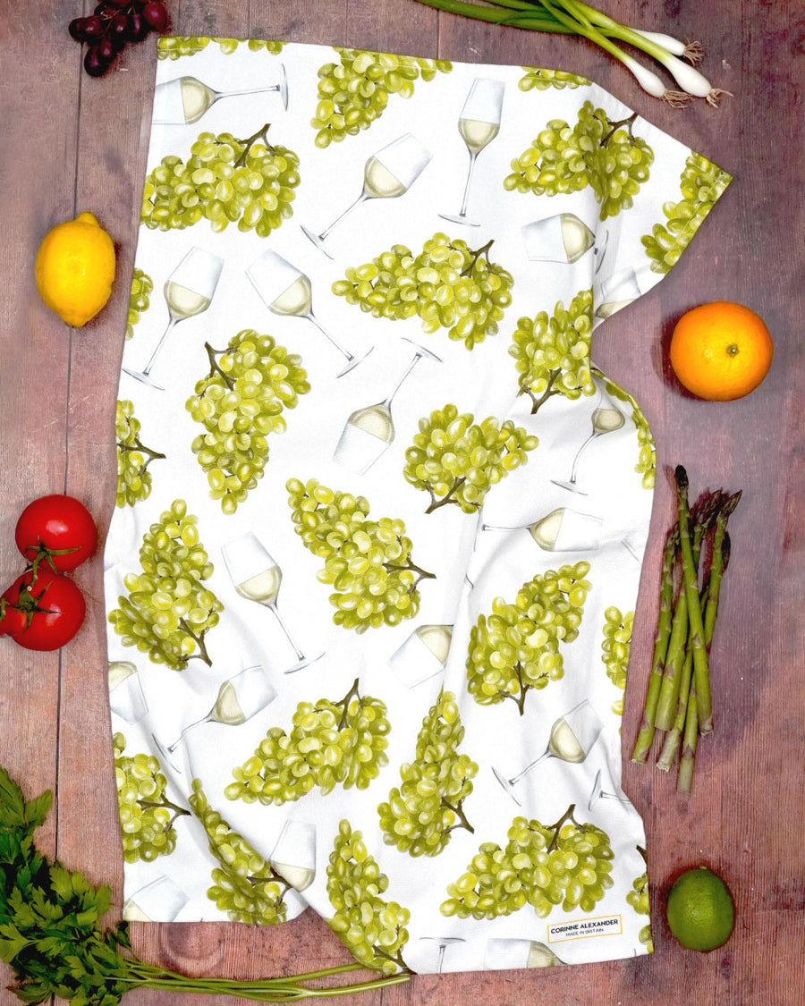 White Wine Tea Towel by Corinne Alexander.