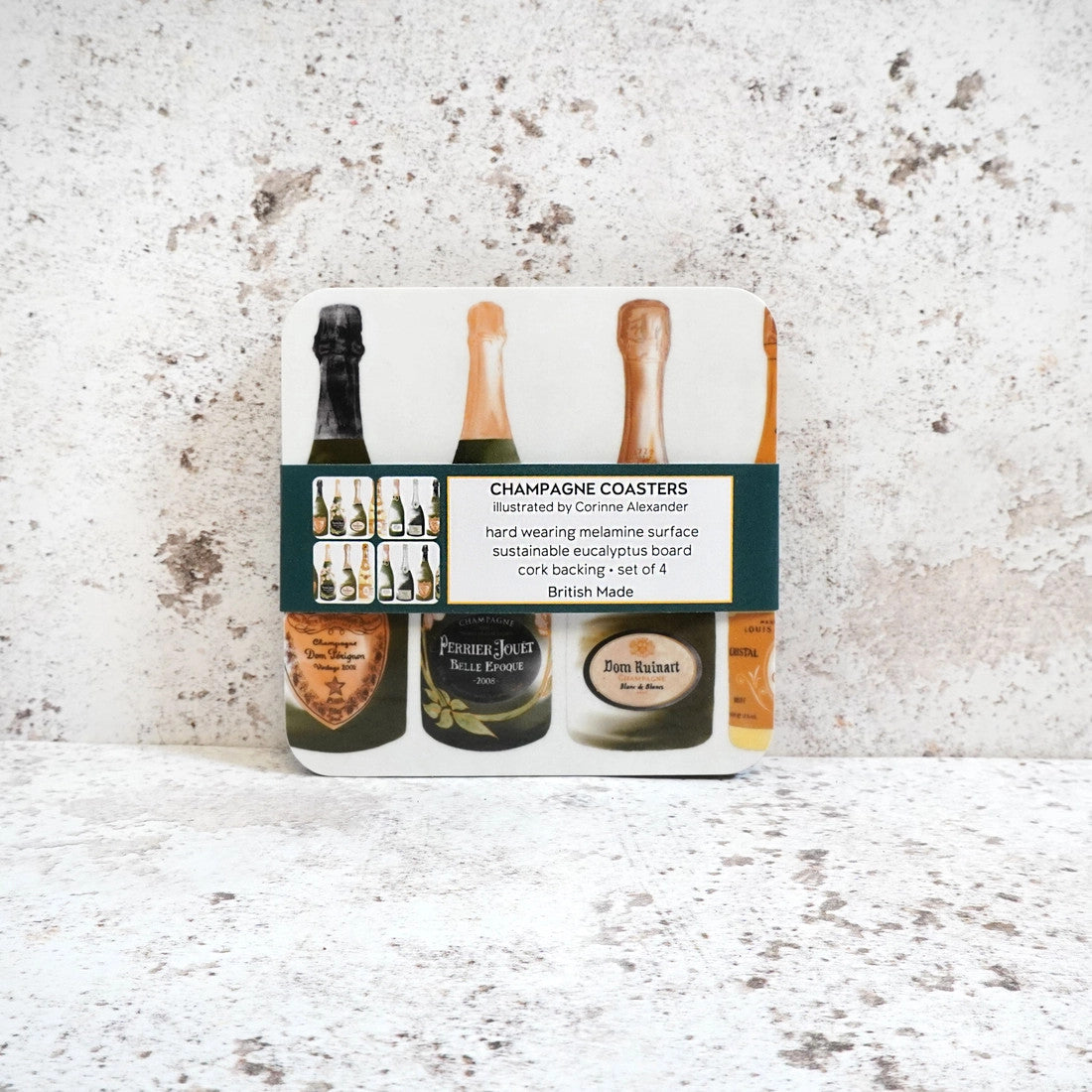 Champagne Coaster Set by Corinne Alexander