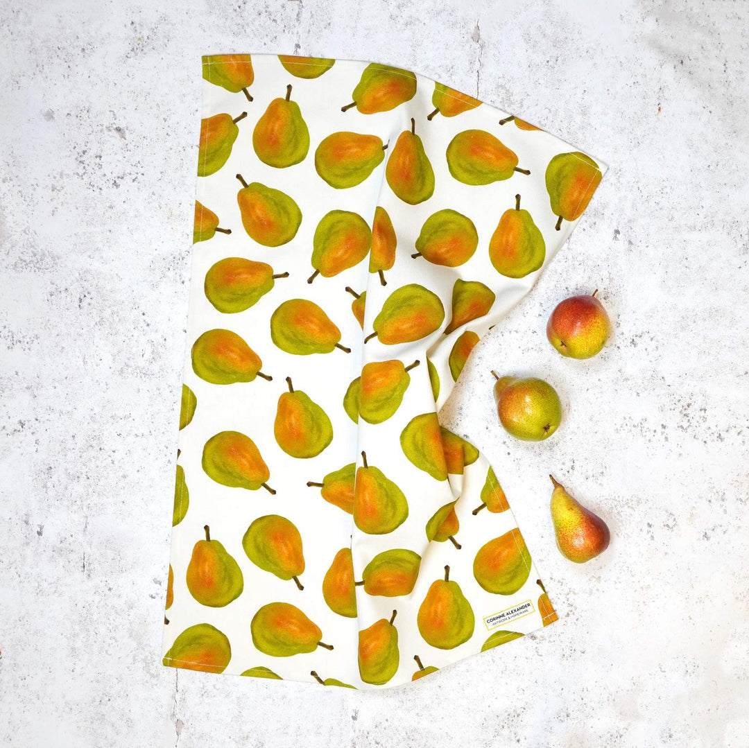 Pear Tea Towel by Corinne Alexander.