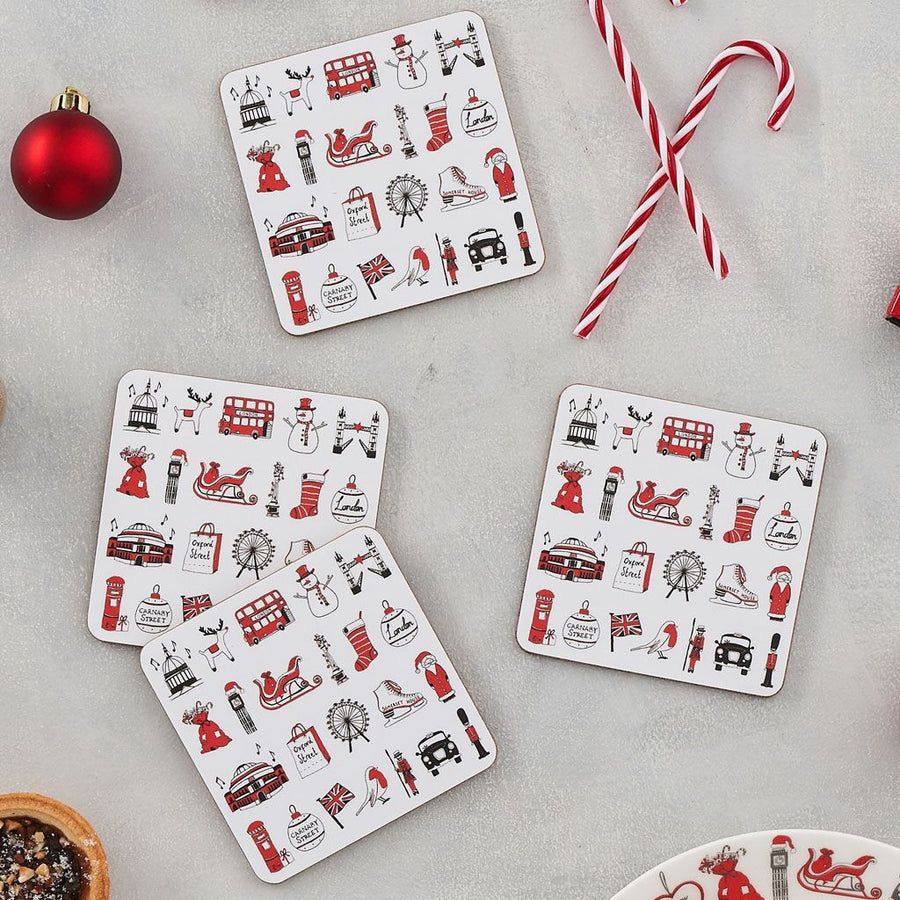 London Christmas Set of 4 Coasters from Victoria Eggs.