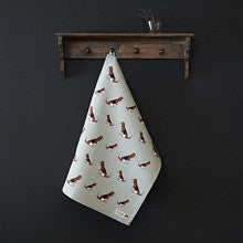 Organic cotton tea towel covered in Beagles from Sweet William Designs.