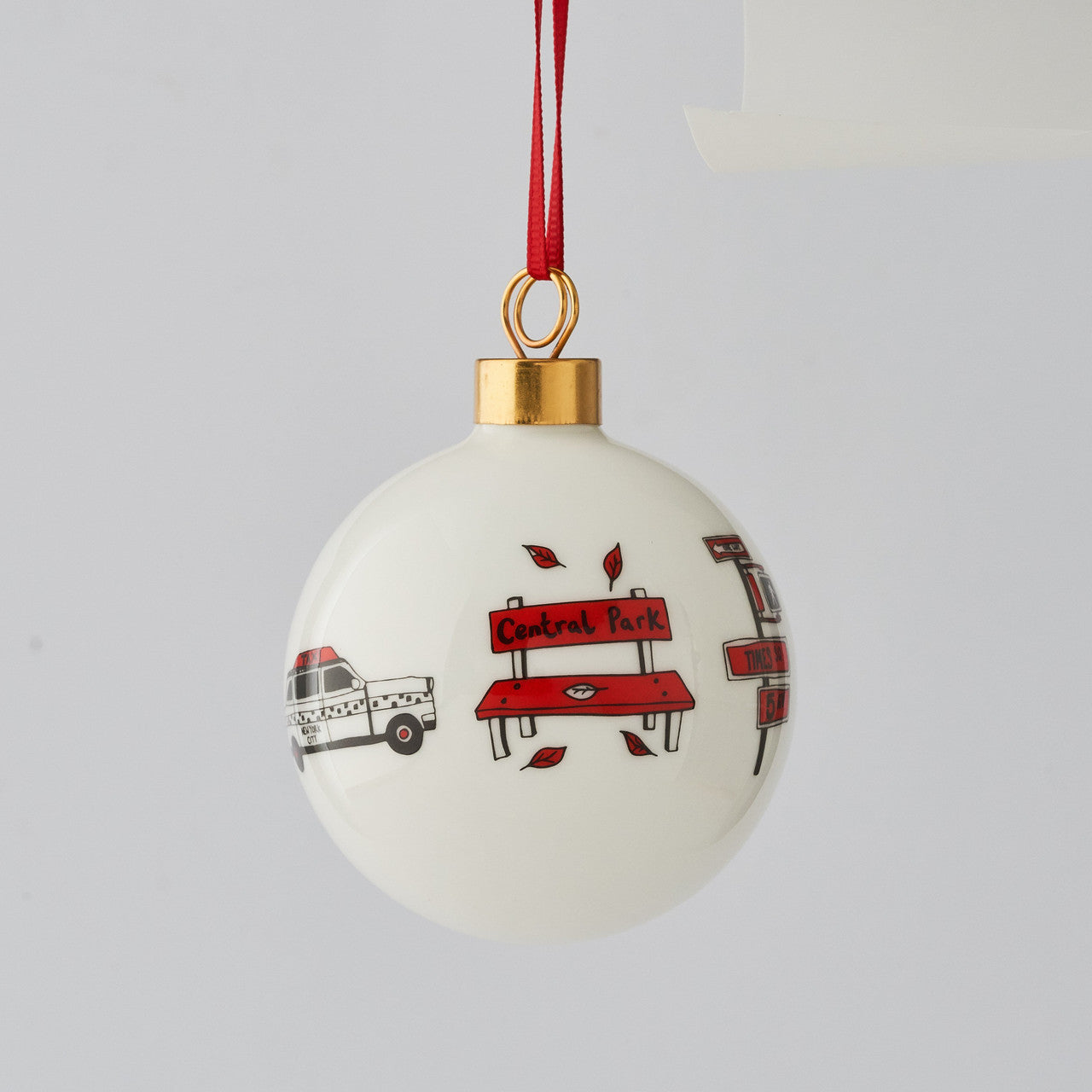 Bone china New York, New York Christmas bus bauble from Victoria Eggs.