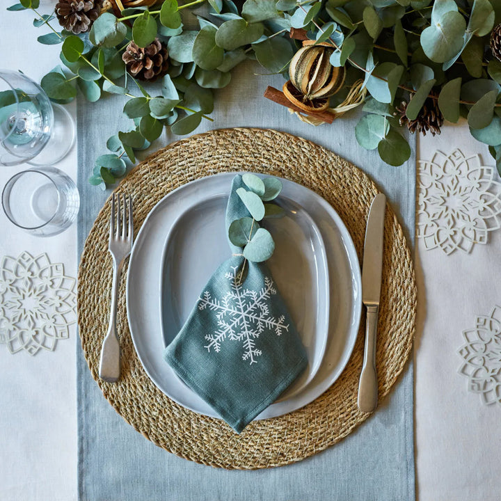 Snowflake Aquarius Linen Napkin 2 pack by Ulster Weavers.