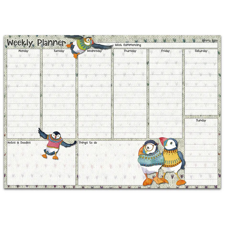Woolly Puffins Weekly Planner from British artist Emma Ball.