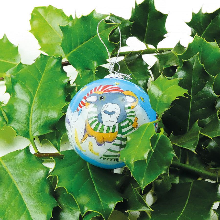 Sheep Handpainted Glass Bauble by Emma Ball.