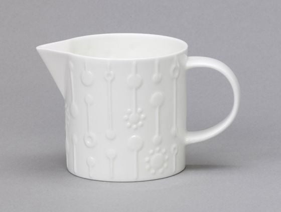 Repeat Repeat's White Bone China Medium Tom Tom Fizz jug. Made in England.