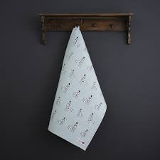 Organic cotton tea towel covered in Dalmation from Sweet William Designs.