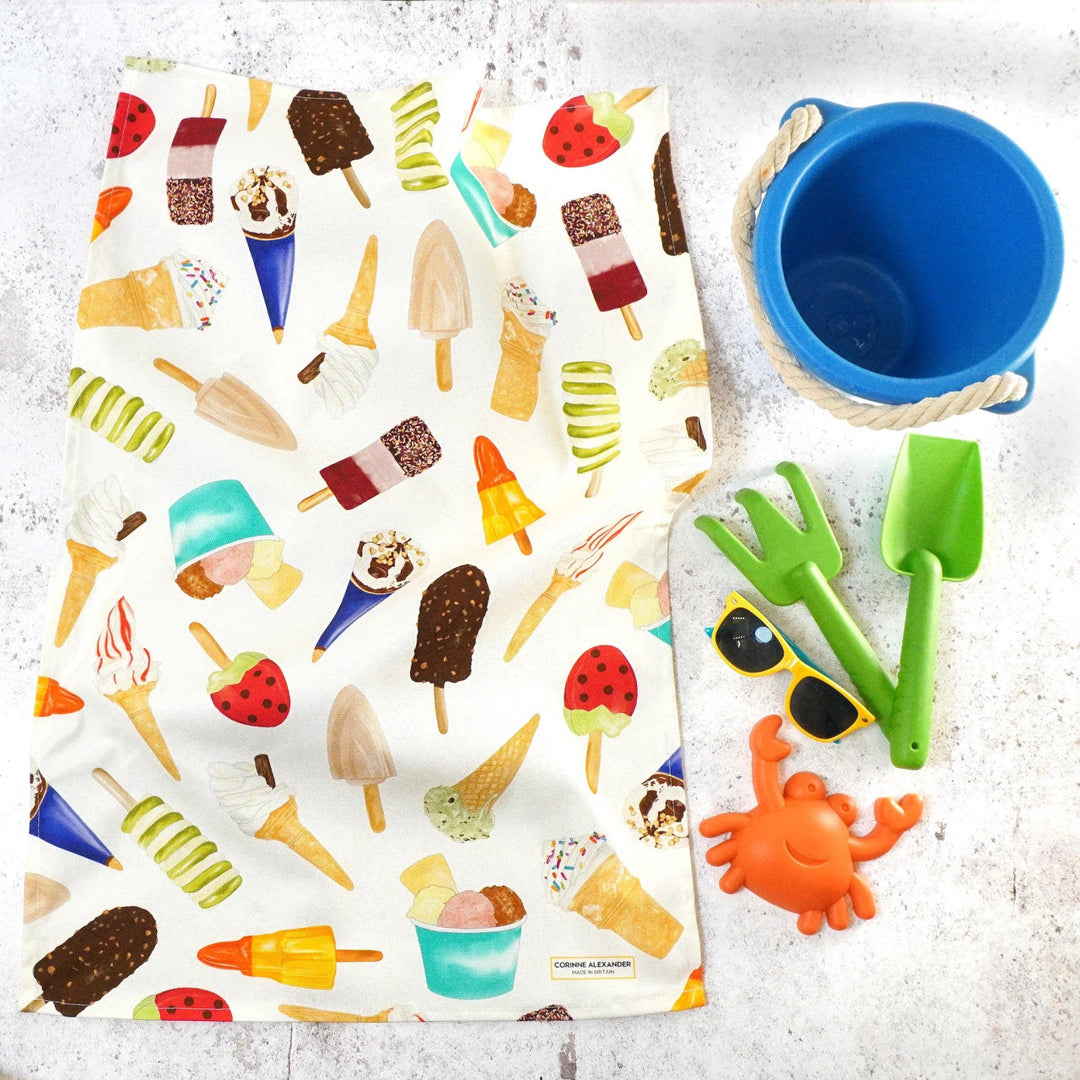 Ice Cream Cotton Tea Towel by Corinne Alexander.