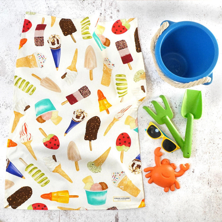 Ice Cream Cotton Tea Towel by Corinne Alexander.